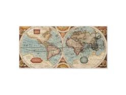 Banjado Magnettafel 78x37cm Magnetwand Weiß Aus Metall Magnetpinnwand Pinnwand Inkl. 4 Magnete Motiv Historische Weltkarte