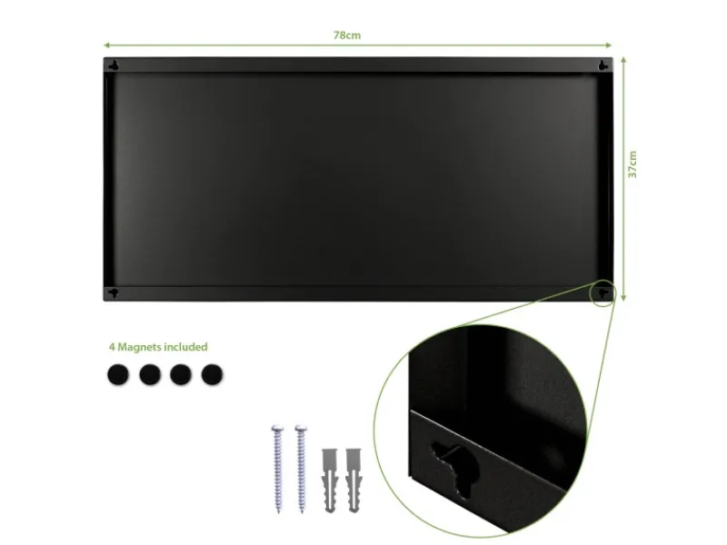 Best Banjado Magnettafel 78x37cm Magnetwand Schwarz Aus Metall Magnetpinnwand Pinnwand Inkl. 4 Magnete Motiv Kork