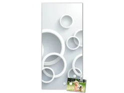 Banjado Magnettafel 37x78cm Magnetwand Silber Aus Metall Magnetpinnwand Pinnwand Inkl. 4 Magnete Motiv Weiße Ringe