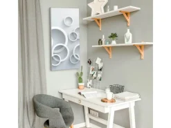 Banjado Magnettafel 37x78cm Magnetwand Silber Aus Metall Magnetpinnwand Pinnwand Inkl. 4 Magnete Motiv Weiße Ringe