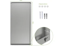 Banjado Magnettafel 37x78cm Magnetwand Silber Aus Metall Magnetpinnwand Pinnwand Inkl. 4 Magnete Motiv Weiße Ringe