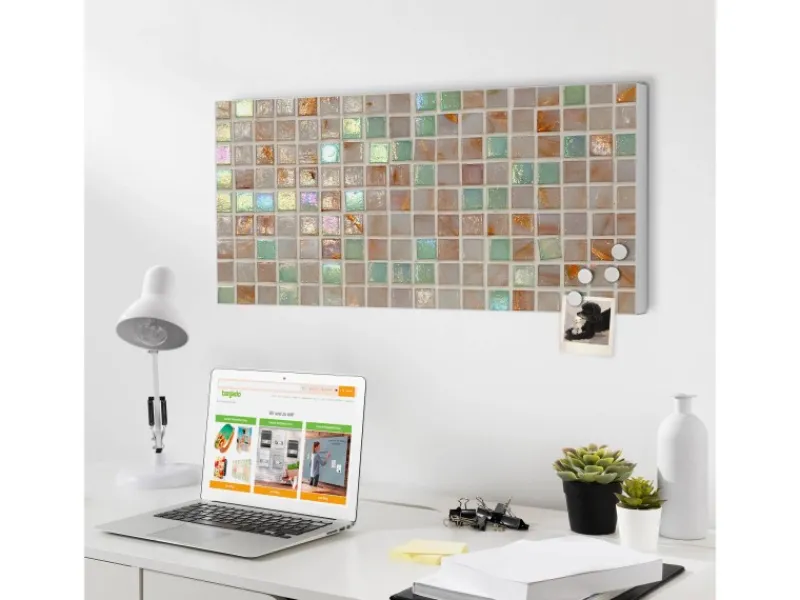 Hot Banjado Magnettafel 78x37cm Magnetwand Weiß Aus Metall Magnetpinnwand Pinnwand Inkl. 4 Magnete Motiv Grüne Fliesen