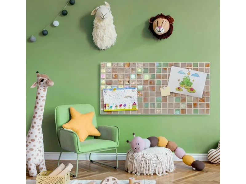 Hot Banjado Magnettafel 78x37cm Magnetwand Weiß Aus Metall Magnetpinnwand Pinnwand Inkl. 4 Magnete Motiv Grüne Fliesen