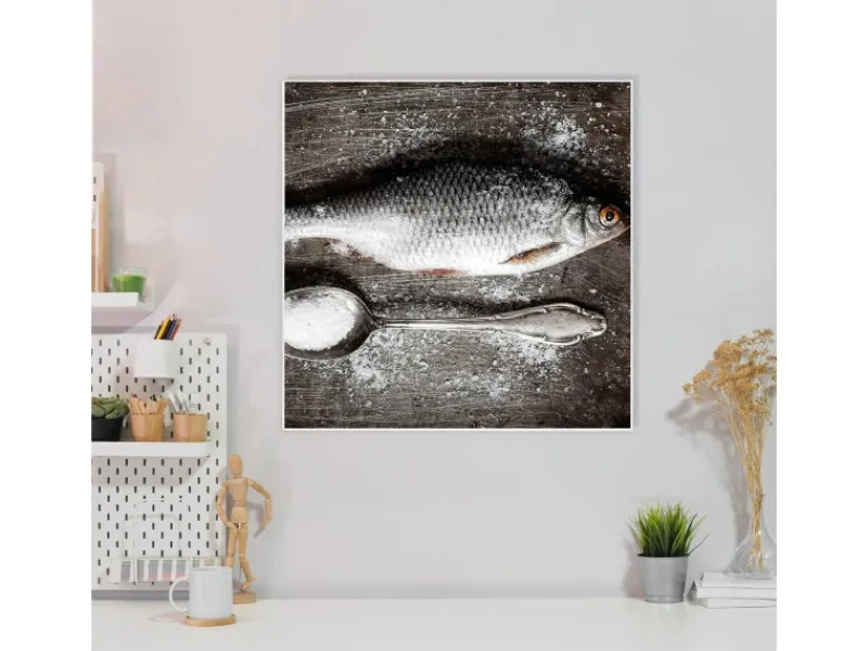 Online Banjado Magnettafel 50x50cm Magnetwand Weiß Aus Metall Magnetpinnwand Pinnwand Inkl. 4 Magnete Motiv Fisch Und Salz