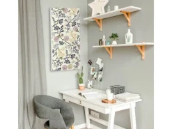 Banjado Magnettafel 37x78cm Magnetwand Weiß Aus Metall Magnetpinnwand Pinnwand Inkl. 4 Magnete Motiv Florale Tapete