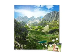 Online Banjado Magnettafel 50x50cm Magnetwand Weiß Aus Metall Magnetpinnwand Pinnwand Inkl. 4 Magnete Motiv Bergsee Alpen