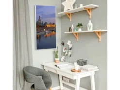 Banjado Magnettafel 37x78cm Magnetwand Weiß Aus Metall Magnetpinnwand Pinnwand Inkl. 4 Magnete Motiv Dresden