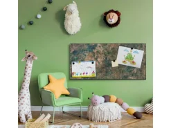 Banjado Magnettafel 78x37cm Magnetwand Schwarz Aus Metall Magnetpinnwand Pinnwand Inkl. 4 Magnete Motiv Kupfer Patina