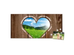 Banjado Magnettafel 78x37cm Magnetwand Silber Aus Metall Magnetpinnwand Pinnwand Inkl. 4 Magnete Motiv Ausblick Mit Herz