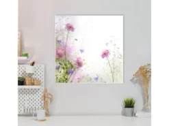 Banjado Magnettafel 50x50cm Magnetwand Weiß Aus Metall Magnetpinnwand Pinnwand Inkl. 4 Magnete Motiv Glitzernde Wiese