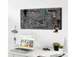 Banjado Magnettafel 78x37cm Magnetwand Schwarz Aus Metall Magnetpinnwand Pinnwand Inkl. 4 Magnete Motiv Wand Mit Zeitungen