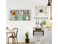 Banjado Magnettafel 78x37cm Magnetwand Silber Aus Metall Magnetpinnwand Pinnwand Inkl. 4 Magnete Motiv Verwittertes Holz