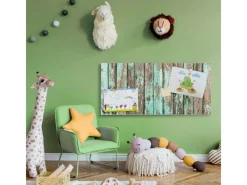 Banjado Magnettafel 78x37cm Magnetwand Silber Aus Metall Magnetpinnwand Pinnwand Inkl. 4 Magnete Motiv Verwittertes Holz