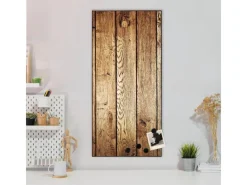 Banjado Magnettafel 37x78cm Magnetwand Schwarz Aus Metall Magnetpinnwand Pinnwand Inkl. 4 Magnete Motiv Geöltes Holz