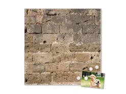 New Banjado Magnettafel 50x50cm Magnetwand Weiß Aus Metall Magnetpinnwand Pinnwand Inkl. 4 Magnete Motiv Steinwand Antik