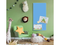 Banjado Magnettafel 37x78cm Magnetwand Weiß Aus Metall Magnetpinnwand Pinnwand Inkl. 4 Magnete Motiv Pastellblau