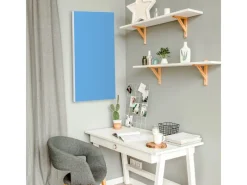 Banjado Magnettafel 37x78cm Magnetwand Weiß Aus Metall Magnetpinnwand Pinnwand Inkl. 4 Magnete Motiv Pastellblau