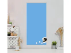 Banjado Magnettafel 37x78cm Magnetwand Weiß Aus Metall Magnetpinnwand Pinnwand Inkl. 4 Magnete Motiv Pastellblau