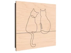 Banjado Schlüsselkasten Holz 30x30cm Scharnier Rechts 50 Haken Design Schlüsselbox Motiv Katzenliebe 2