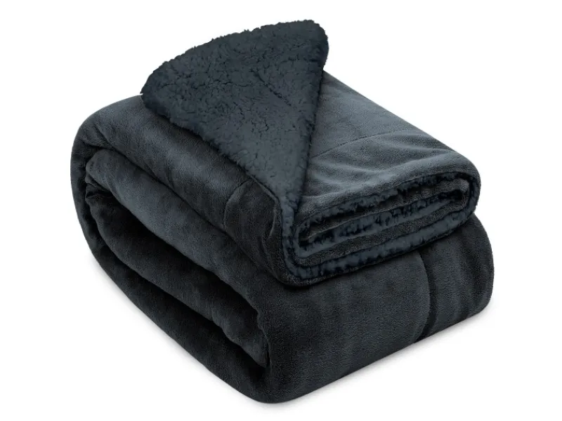 Beautissu Alina Decke 220x240cm Anthrazit/Anthrazit