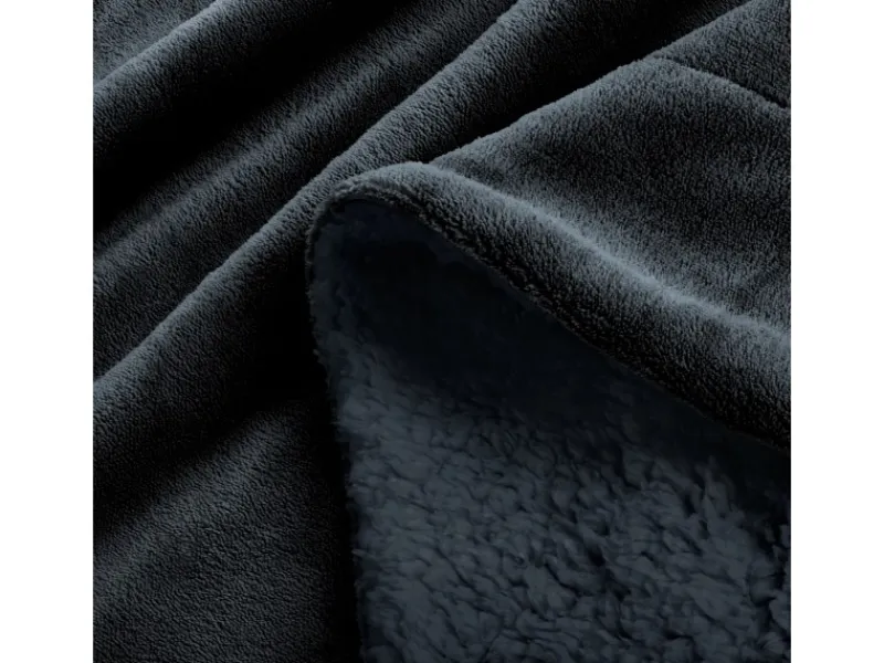 Beautissu Alina Decke 220x240cm Anthrazit/Anthrazit