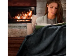 Beautissu Alina Decke 220x240cm Anthrazit/Anthrazit