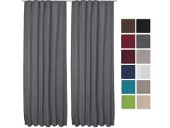 Best Beautissu Amelie TK Vorhang mit Kräuselband 140x245cm 2tlg Anthrazit