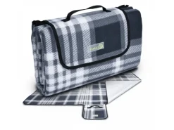 Sale Beautissu Bella KA Picknickdecke 200x200cm Kariert Anthrazit