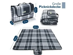 Sale Beautissu Bella KA Picknickdecke 200x200cm Kariert Anthrazit