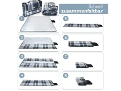 Sale Beautissu Bella KA Picknickdecke 200x200cm Kariert Anthrazit