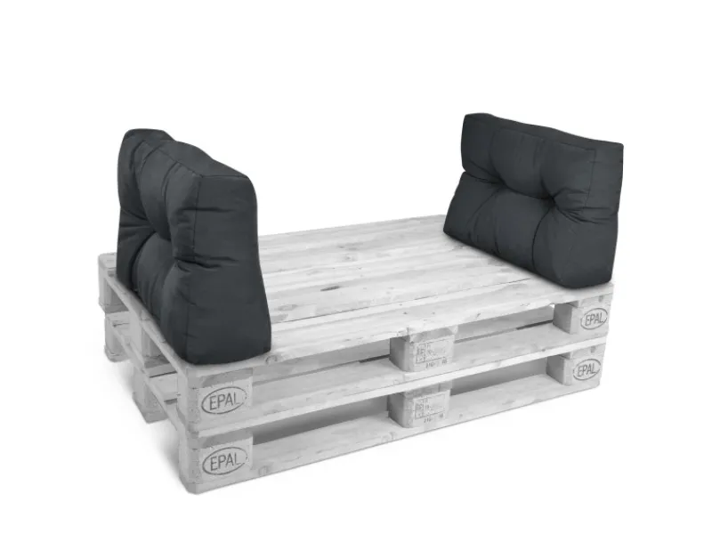 Hot Beautissu ECO Style Palettenkissen Rücken 60x40x10cm 2tlg Graphitgrau