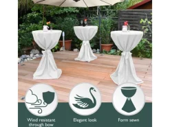 Beautissu Sylt Stehtisch Ø 70cm Weiß mit Giulia Stehtischhusse Ø 70cm Weiß