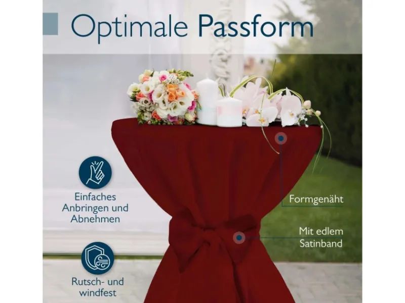 Beautissu Sylt Stehtisch Ø 80cm Grau mit Premium Stehtischhusse Ø 80cm