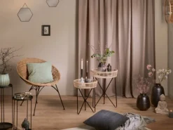 Beistelltisch Minimalist Zen Rund 49 cm x Ø 37 cm Natur-Schwarz