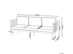 Beliani Gartensofa Heller Holzfarbton Beige 65x179x76