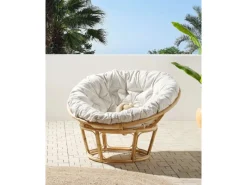 Beliani Gartenstuhl Naturfarben Beige 110x110x77