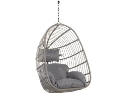 Beliani Hängesessel Schwarz 97x97x199