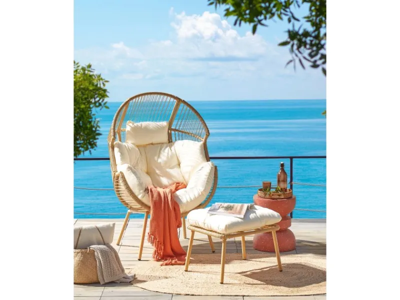 Hot Beliani Sessel Beige Naturfarben Weiss 93x89x130