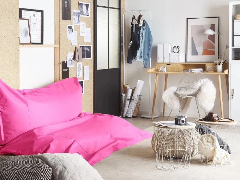 Beliani Sitzsack FUZZY Fuchsia 180x230x20 Rosa