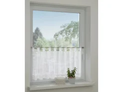 Bennetti Bistrogardine Naturoptik mit Häkelspitze Weiß 48 x 140 cm