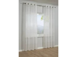 Bennetti Schal mit Ösen Etamine 3-D Streifen Weiß 140 x 245 cm
