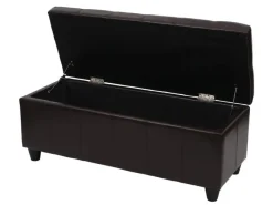 Clearance BERLINLODGE Aufbewahrungs-Truhe Lars 45x114x45cm Kunstleder Braun