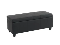 Outlet BERLINLODGE Aufbewahrungs-Truhe Lars 45x114x45cm Kunstleder Matt Schwarz