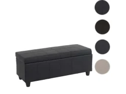 Outlet BERLINLODGE Aufbewahrungs-Truhe Lars 45x114x45cm Kunstleder Matt Schwarz