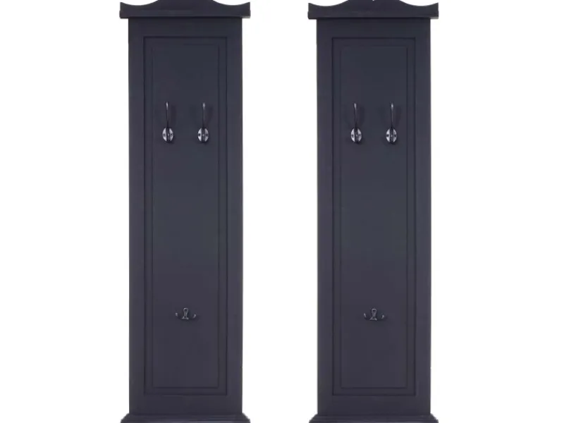 BERLINLODGE Garderobe 2er-Set 109x28x5,5cm Wandhaken Holz Lackiert