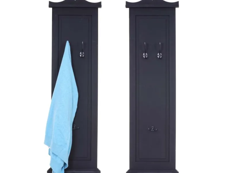 BERLINLODGE Garderobe 2er-Set 109x28x5,5cm Wandhaken Holz Lackiert