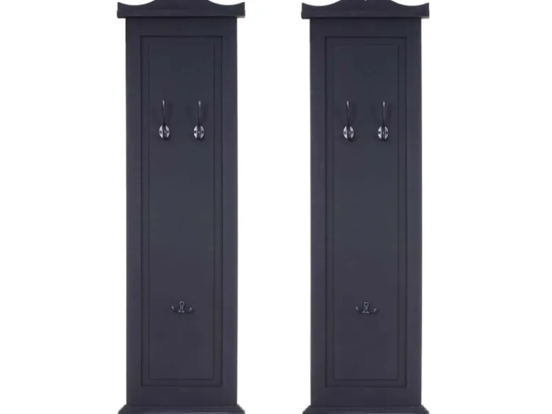 BERLINLODGE Garderobe 2er-Set 109x28x5,5cm Wandhaken Holz Lackiert