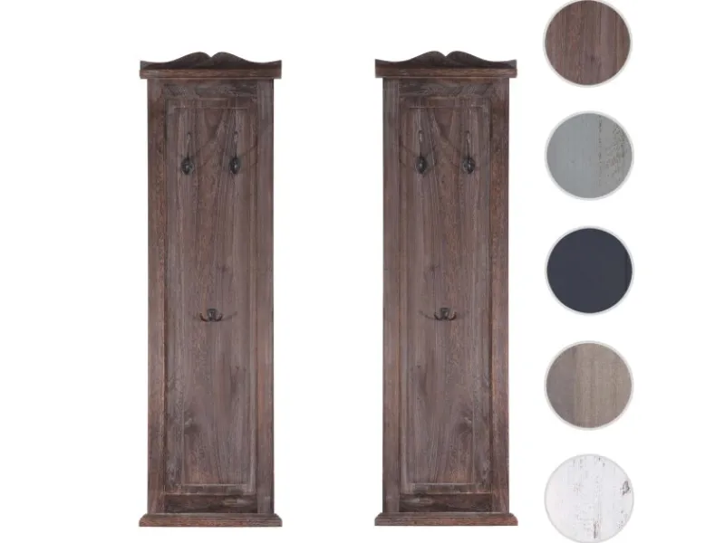 BERLINLODGE Garderobe 2er-Set 109x28x5,5cm Wandhaken Holz Lackiert