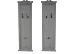 BERLINLODGE Garderobe 2er-Set 109x28x5,5cm Wandhaken Holz Shabby