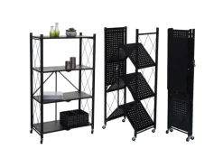BERLINLODGE KLAP Klappbares Regal Auf Rollen HxBxT 127 x 72 x 34 cm 4 Ebenen Belastbarkeit 200kg Wohnregal